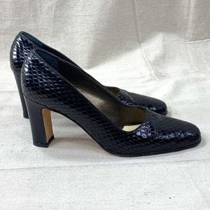 Ann Klein II Black Snake Skin 3" Pumps 9M